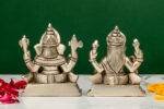 Brass Silver-Coated Superfine Ganesh Laxmi Idol- 3.50 Inches - Image 10