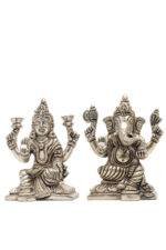 Brass Silver-Coated Superfine Ganesh Laxmi Idol- 4.35 Inches - Image 24