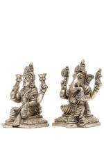 Brass Silver-Coated Superfine Ganesh Laxmi Idol- 4.35 Inches - Image 23