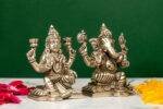 Brass Silver-Coated Superfine Ganesh Laxmi Idol- 4.35 Inches - Image 12