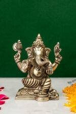 Brass Silver-Coated Superfine Ganesh Laxmi Idol- 4.35 Inches - Image 10