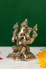 Brass Silver-Coated Superfine Ganesh Laxmi Idol- 4.35 Inches - Image 9