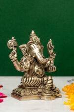 Brass Silver-Coated Superfine Ganesh Laxmi Idol- 4.35 Inches - Image 8