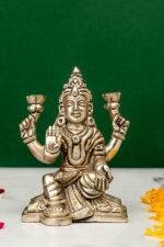 Brass Silver-Coated Superfine Ganesh Laxmi Idol- 4.35 Inches - Image 6
