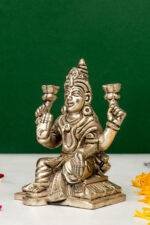 Brass Silver-Coated Superfine Ganesh Laxmi Idol- 4.35 Inches - Image 5