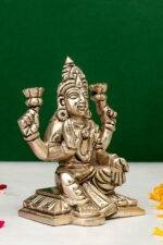 Brass Silver-Coated Superfine Ganesh Laxmi Idol- 4.35 Inches - Image 4