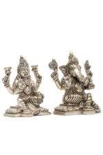 Brass Silver-Coated Superfine Ganesh Laxmi Idol- 4.35 Inches - Image 22