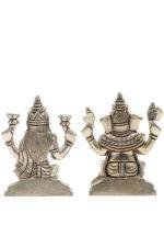 Brass Silver-Coated Superfine Ganesh Laxmi Idol- 4.35 Inches - Image 21