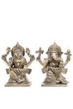 Brass Silver-Coated Superfine Ganesh Laxmi Idol- 4 Inches - Image 20