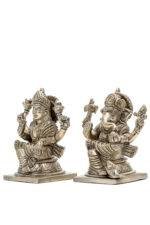 Brass Silver-Coated Superfine Ganesh Laxmi Idol- 4 Inches - Image 19
