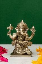 Brass Silver-Coated Superfine Ganesh Laxmi Idol- 4 Inches - Image 7
