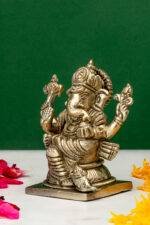 Brass Silver-Coated Superfine Ganesh Laxmi Idol- 4 Inches - Image 6