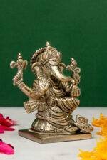 Brass Silver-Coated Superfine Ganesh Laxmi Idol- 4 Inches - Image 5