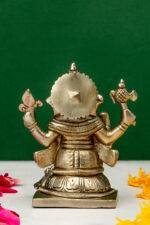Brass Silver-Coated Superfine Ganesh Laxmi Idol- 4 Inches - Image 4