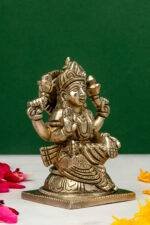 Brass Silver-Coated Superfine Ganesh Laxmi Idol- 4 Inches - Image 22