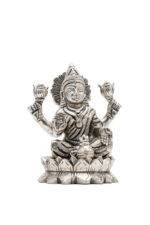 Brass Silver-Coated Superfine Ganesh Laxmi Idol - On Lotus - 4 Inches - Image 20