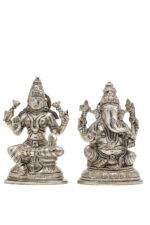 Brass Silver-Coated Superfine Ganesh Laxmi Idol- 5.15 Inches - Image 23