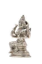 Brass Silver-Coated Superfine Ganesh Laxmi Idol- 5.15 Inches - Image 14