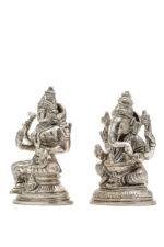 Brass Silver-Coated Superfine Ganesh Laxmi Idol- 5.15 Inches - Image 22