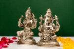 Brass Silver-Coated Superfine Ganesh Laxmi Idol- 5.15 Inches - Image 2
