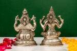 Brass Silver-Coated Superfine Ganesh Laxmi Idol- 5.15 Inches - Image 10