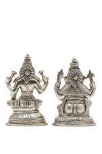 Brass Silver-Coated Superfine Ganesh Laxmi Idol- 5.15 Inches - Image 20