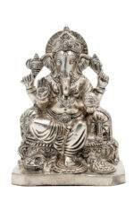 Brass Silver-Coated Superfine Ganesh Laxmi Idol- 8 Inches - Image 19