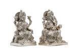 Brass Silver-Coated Superfine Ganesh Laxmi Idol- 8 Inches - Image 14