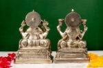 Brass Silver-Coated Superfine Ganesh Laxmi Idol- 8 Inches - Image 11