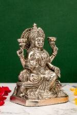 Brass Silver-Coated Superfine Ganesh Laxmi Idol- 8 Inches - Image 8