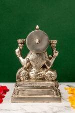 Brass Silver-Coated Superfine Ganesh Laxmi Idol- 8 Inches - Image 7