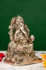 Brass Silver-Coated Superfine Ganesh Laxmi Idol- 8 Inches - Image 4