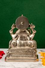 Brass Silver-Coated Superfine Ganesh Laxmi Idol- 8 Inches - Image 3