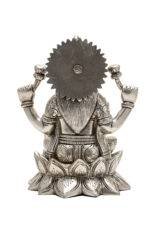 Brass Silver-Coated Superfine Ganesh Laxmi Idol - On Lotus - 6.70 Inches - Image 13