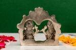 Brass Silver-Coated Superfine Ganesh Laxmi Idol- 3.15 Inches - Image 3