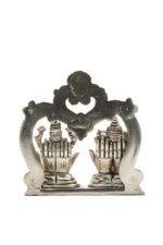 Brass Silver-Coated Superfine Ganesh Laxmi Idol - Beautifully Carved - 6 Inches - Image 3