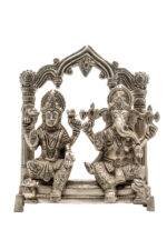 Brass Silver-Coated Superfine Ganesh Laxmi Idol- 9 Inches - Image 3