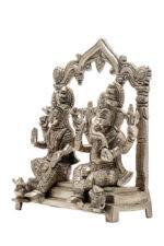 Brass Silver-Coated Superfine Ganesh Laxmi Idol- 9 Inches - Image 4