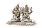 Brass Silver-Coated Superfine Ganesh Laxmi Idol- 3.15 Inches - Image 7