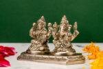 Brass Silver-Coated Superfine Ganesh Laxmi Idol- 3.15 Inches - Image 2