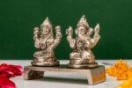 Brass Silver-Coated Superfine Ganesh Laxmi Idol- 3 Inches - Image 2