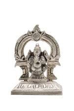 Brass Silver Coated Ganesh Laxmi Saraswati Idols - With Frame - 2.35 Inch - Image 23