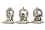 Brass Silver Coated Ganesh Laxmi Saraswati Idols - With Frame - 2.35 Inch - Image 29