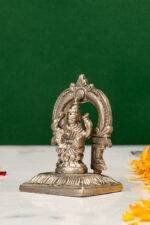 Brass Silver Coated Ganesh Laxmi Saraswati Idols - With Frame - 2.35 Inch - Image 5