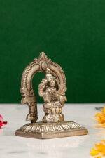 Brass Silver Coated Ganesh Laxmi Saraswati Idols - With Frame - 2.35 Inch - Image 6
