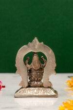 Brass Silver Coated Ganesh Laxmi Saraswati Idols - With Frame - 2.35 Inch - Image 12