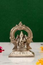 Brass Silver Coated Ganesh Laxmi Saraswati Idols - With Frame - 2.35 Inch - Image 13