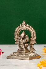 Brass Silver Coated Ganesh Laxmi Saraswati Idols - With Frame - 2.35 Inch - Image 11