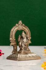 Brass Silver Coated Ganesh Laxmi Saraswati Idols - With Frame - 2.35 Inch - Image 10