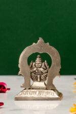Brass Silver Coated Ganesh Laxmi Saraswati Idols - With Frame - 2.35 Inch - Image 9